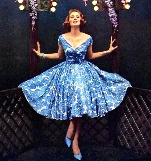 Blue dress and bracelets. Christian Dior New Look, 1950s