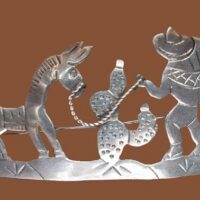 Sterling silver vintage brooch 'Stubborn Donkey'. 1940s