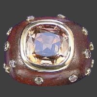 Topaz ebony wood diamond ring. Christine Escher fine jewelry