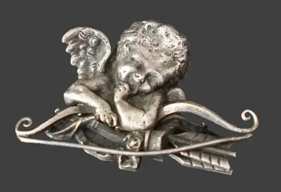 Angel Cherub silver tone clip