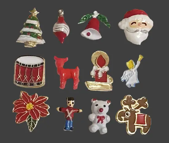 Christmas theme hand-painted enameled buttons
