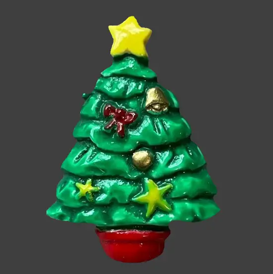Christmas tree enameled hand painted brooch pin