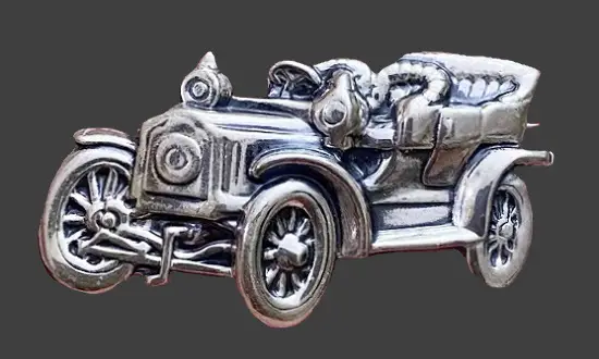 Retro automobile sterling silver brooch pin. JewelArt Vintage Sterling Silver Jewelry