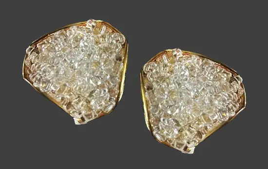 Sparkly rhinestones gold tone shoe clips