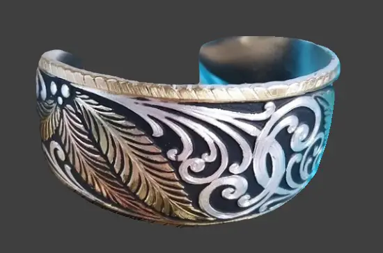 Cuff bracelet blackened silver, gold