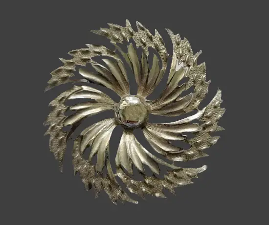 Flower swirl silver tone brooch